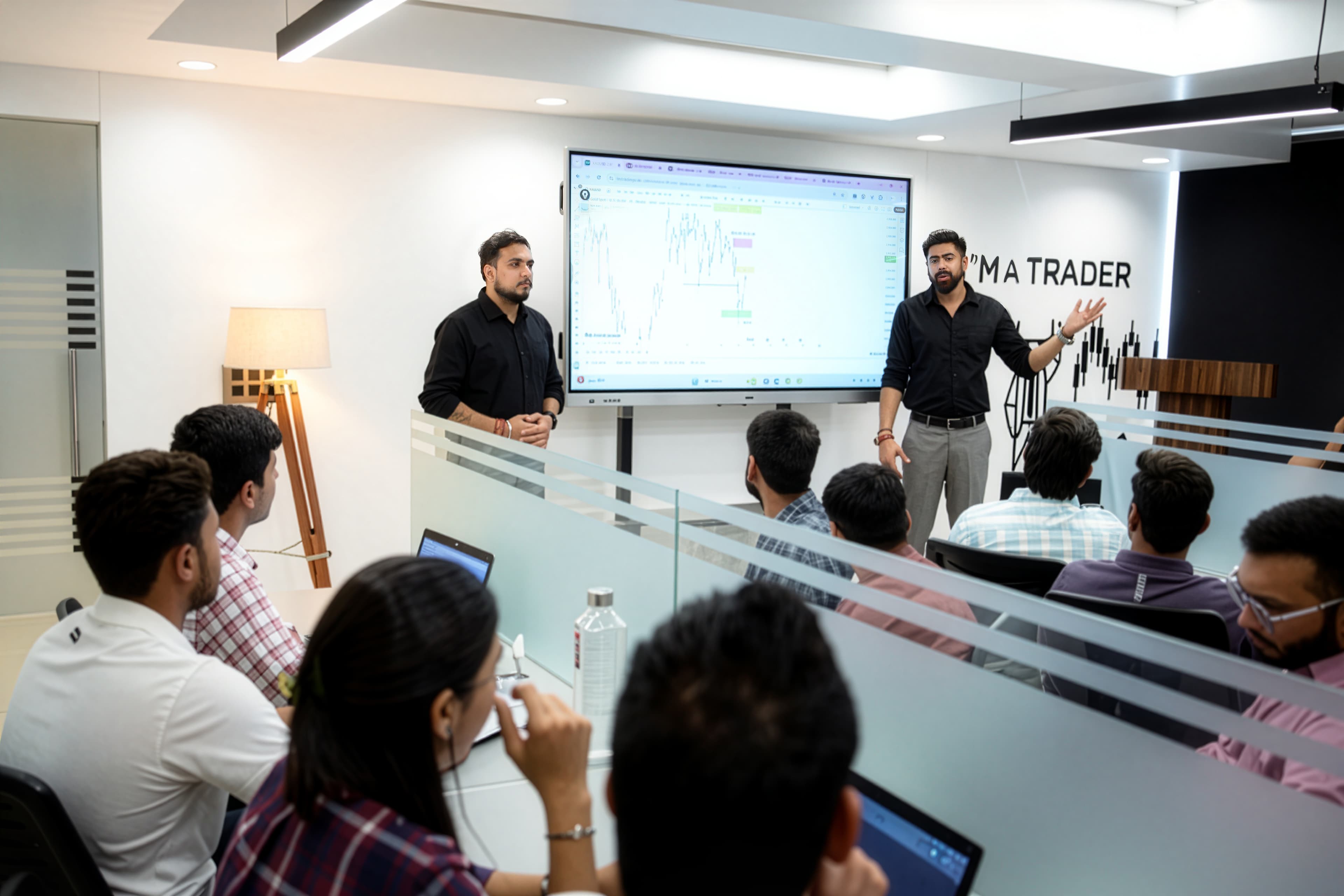 QIFM classroom students learning stock market trading