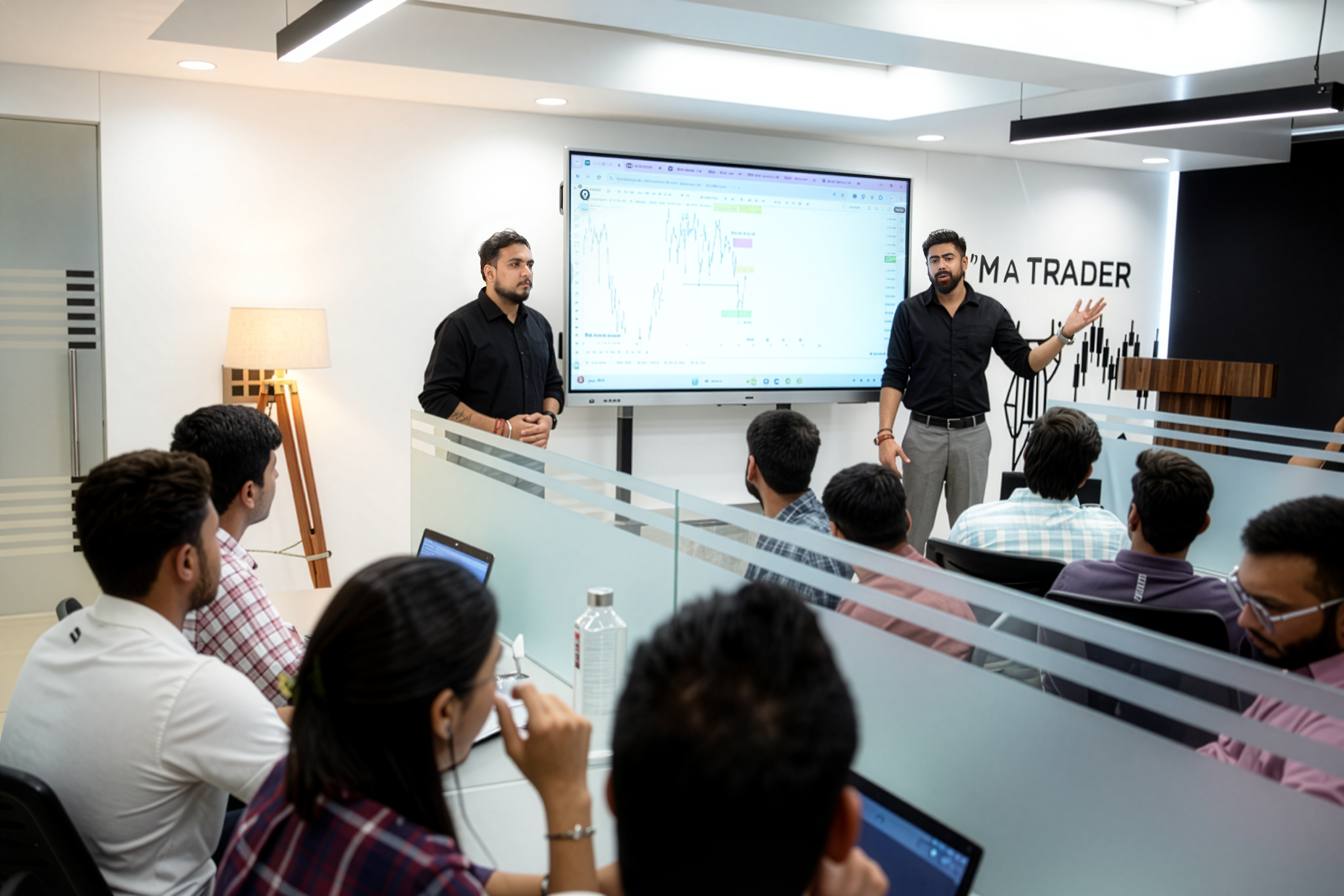 QIFM classroom students learning stock market trading